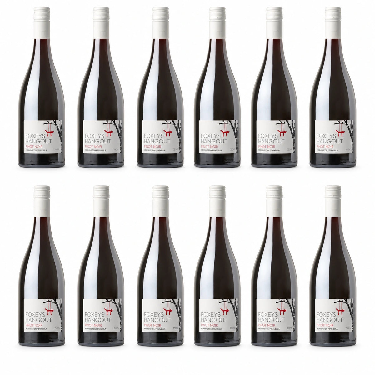 Foxeys Hangout Estate Pinot Noir 2024 750ml — 12-bottle arrangement (illustrative)