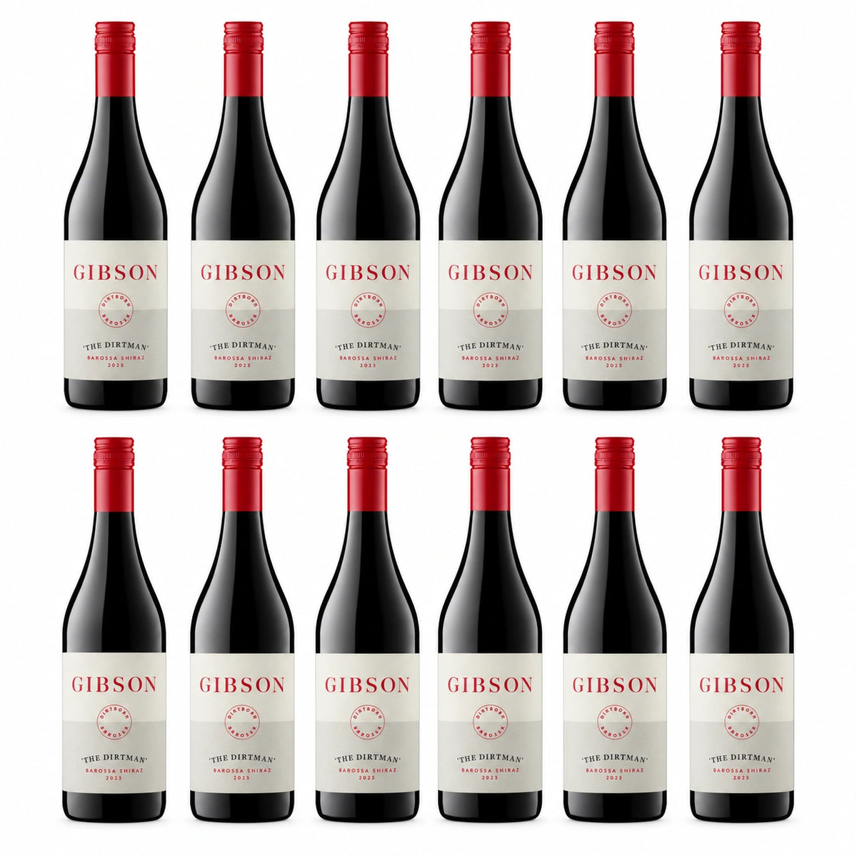 Gibson The Dirtman Barossa Shiraz 2023 750ml — 12-bottle arrangement (illustrative)