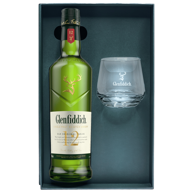 Glenfiddich 12 Year Old 2025 gift box and whisky pack alternate view
