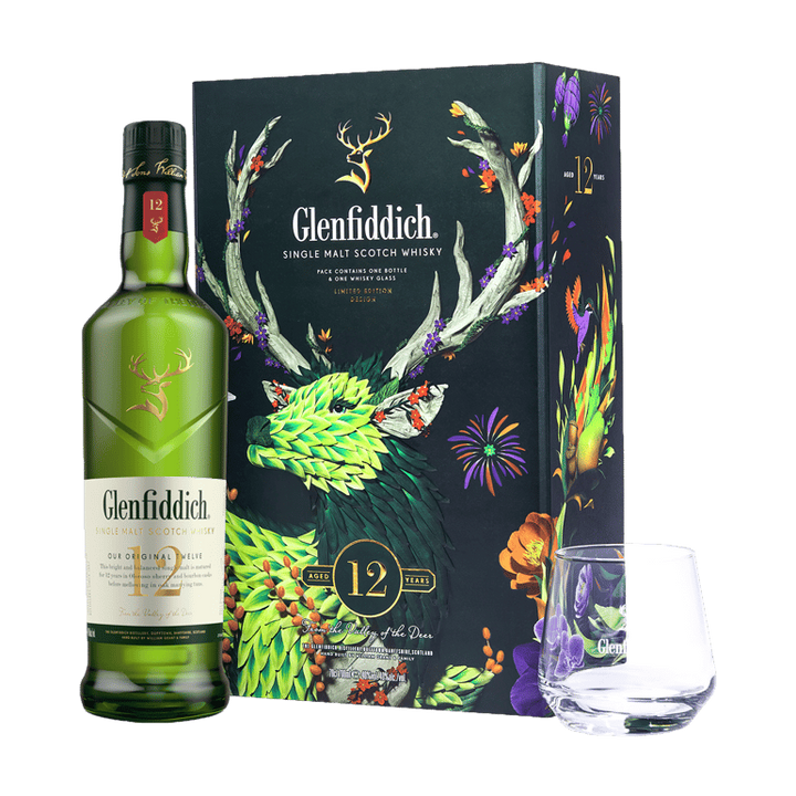 Glenfiddich 12 Year Old 2025 limited edition gift pack 700ml with branded whisky glass