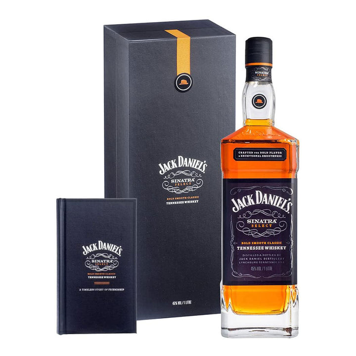Jack Daniel's Sinatra Select one litre whiskey alternate bottle and gift presentation photograph