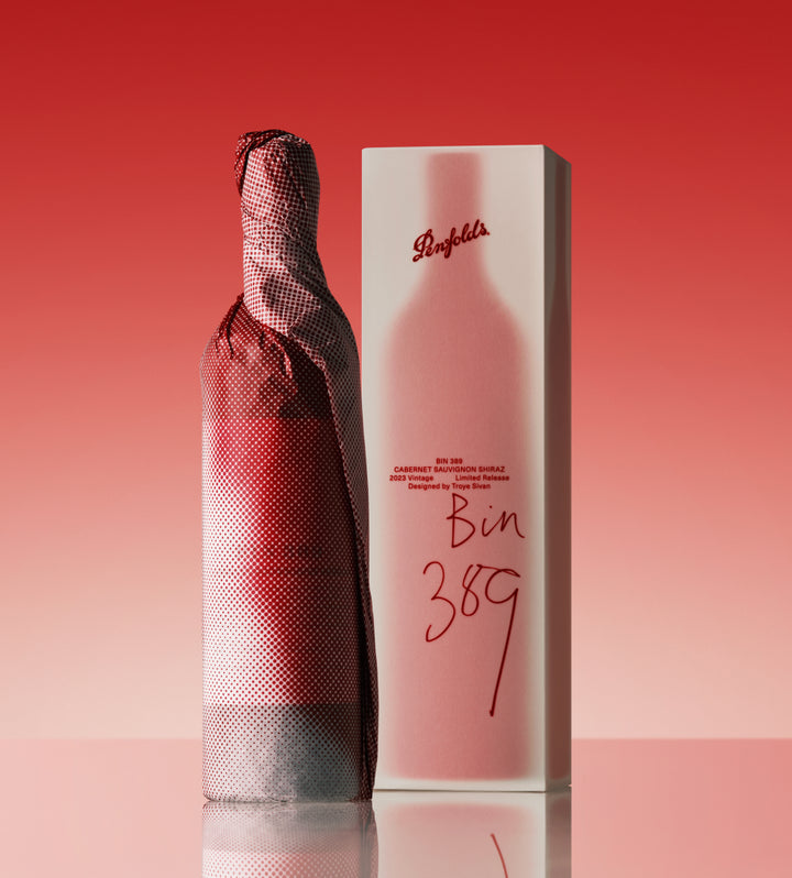 Penfolds Bin 389 2023 Designed by Troye Sivan gift box and bottle