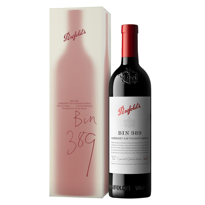 Penfolds Bin 389 Cabernet Shiraz 2023 Troye Sivan gift box front view
