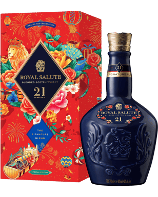 Royal Salute 21 Year Old Lunar New Year 2023 Signature Blend 700ml with ruby red flagon and Trajan Jia limited-edition illustrated gift box