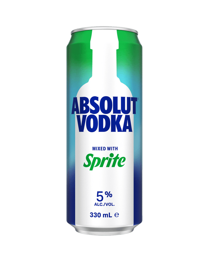 Absolut Vodka and Sprite 5% 330ml can, sold as six four-packs