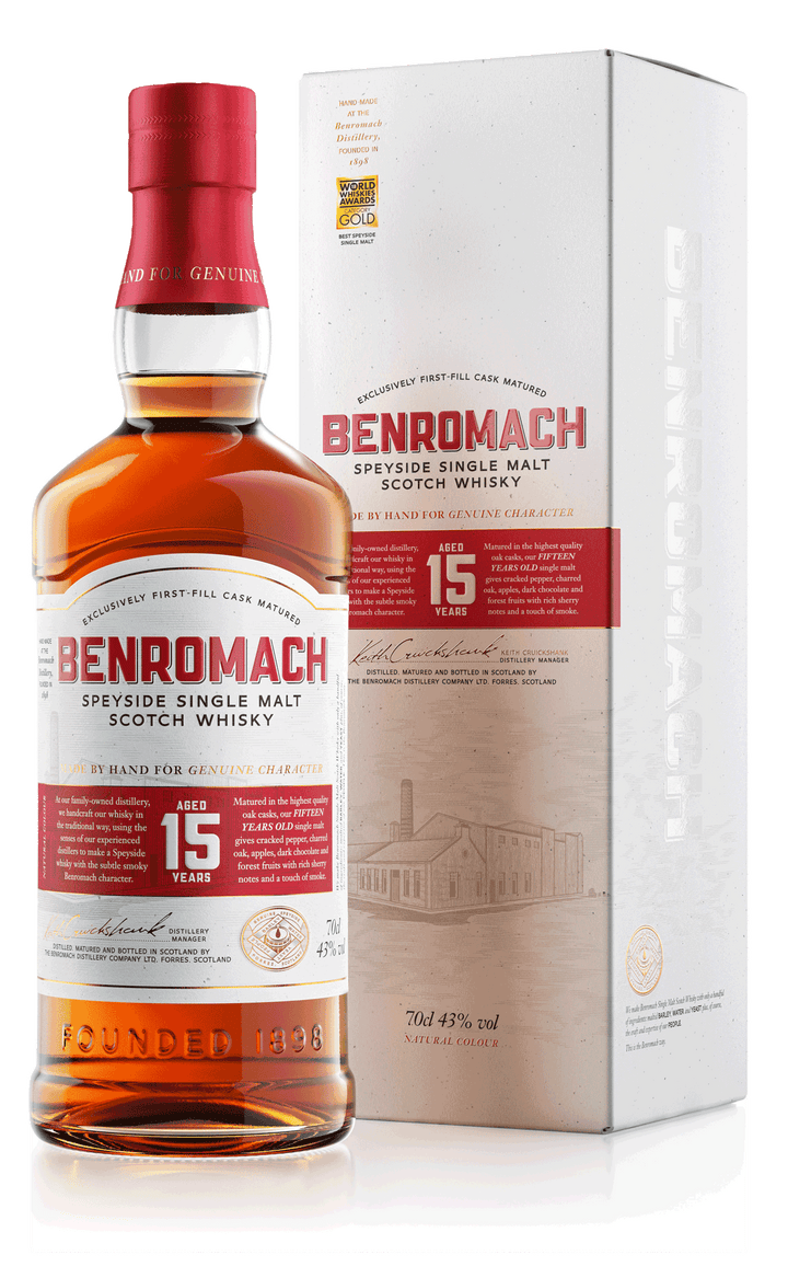Benromach 15 Year Old Single Malt Scotch Whisky 700ml bottle and box