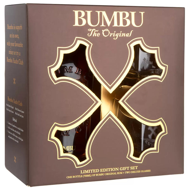 Bumbu Original Rum 700ml gift pack with two glasses