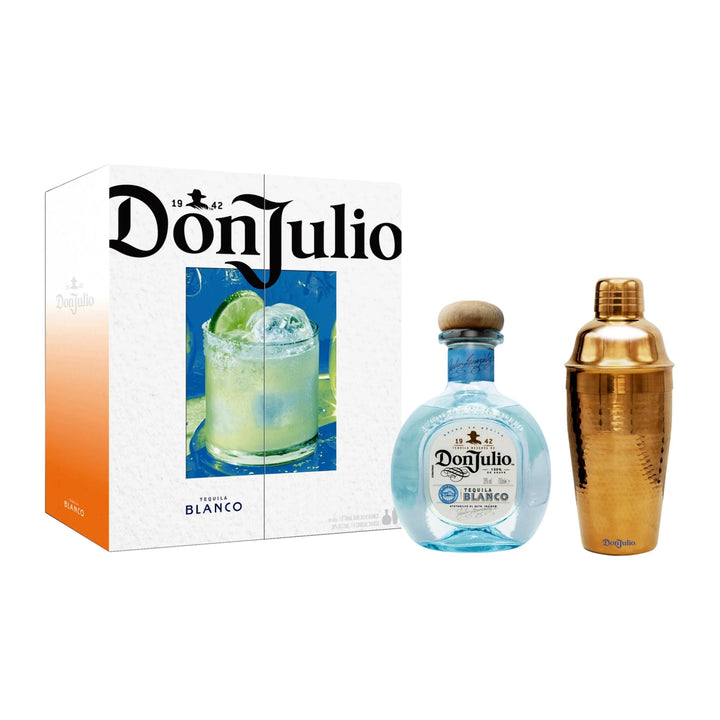 Don Julio Blanco Tequila 700ml bottle with gold cocktail shaker and gift box