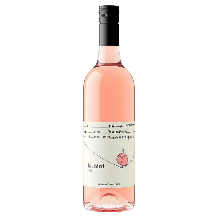 Fat Bird Rosé 750ml bottle with black cap and pink bird label