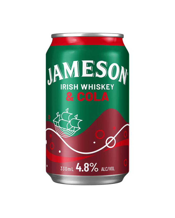 Jameson Irish Whiskey and Cola 4.8% 330ml can, sold as six four-packs