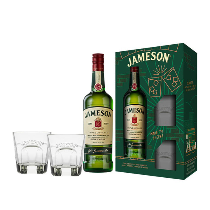 Jameson Original Irish Whiskey 700ml gift pack with two tumbler glasses