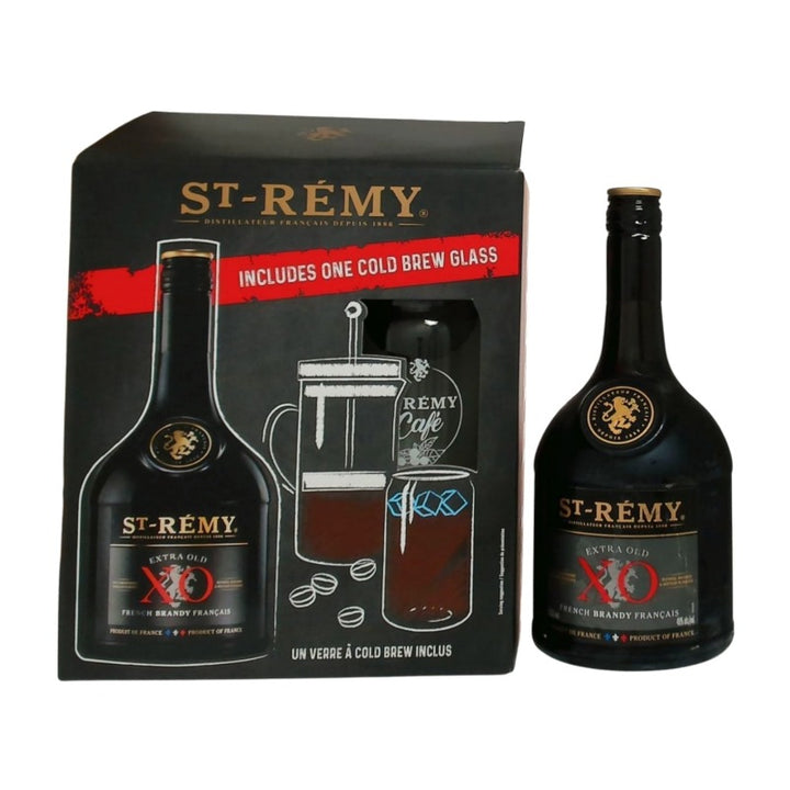 St-Rémy XO Café Gift Pack 700ml with black and red branded box and one cold brew glass