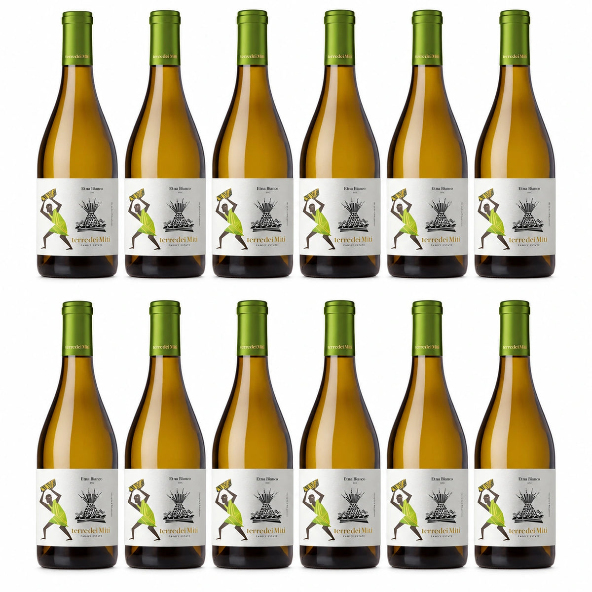 Terre dei Miti Etna Bianco DOC 2024 750ml — 12-bottle arrangement (illustrative)