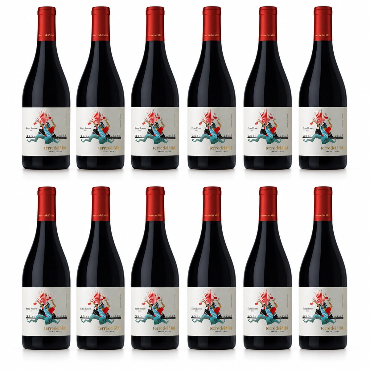 Terre dei Miti Etna Rosso DOC 2024 750ml — 12-bottle arrangement (illustrative)